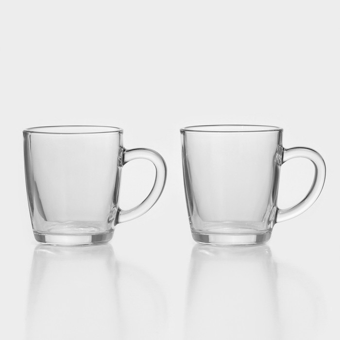 Кружки Paşabah&ccedil;e Basic, 340 мл, стекло, для чая и кофе, с ручкой, прозрачные, набор 2 шт
