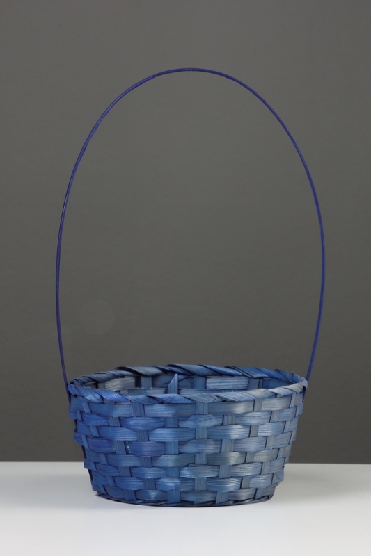 Корзина плетёная, 20×20×9 см, ручка h=25 см, бамбук, синий Корзина плетёная, 20×20×9 см, ручка h=25 см, бамбук, синий