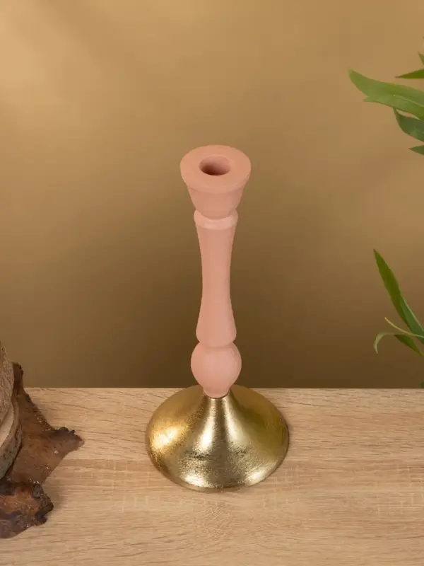 Подсвечник на 1 свечу "Пудровый" 10,5х10,5х25 см