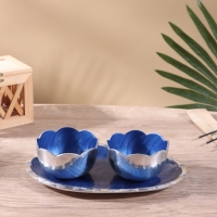 Менажница "Кувшинки" (набор 2 шт) 10х10х5 см, на подносе, алюминий