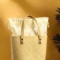 Сумка плетёная из пандана 25х18х38 см, цв. бежевый