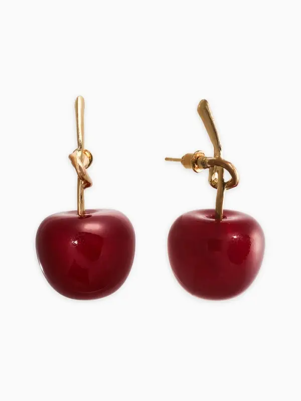 Серьги "Вишня" узел, цвет бордовый в золоте