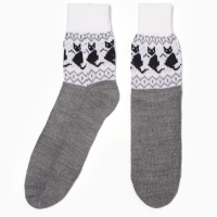 Носки женские шерстяные "Котик", цвет серый, р-р 25-27