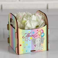 Кашпо деревянное 10.5&times;10&times;11 см подарочное Рокси Смит "Маме! Слоник", коробка