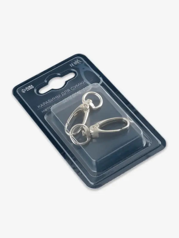 Карабины металл 7,9гр 4,5*1,5см/12*2мм (наб 2 шт цена за наб) серебряный TR