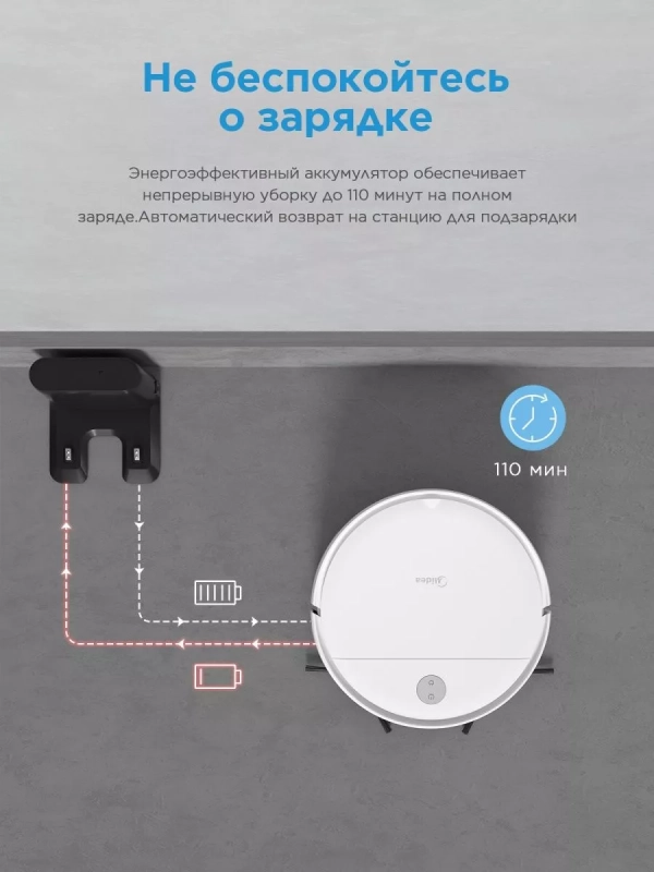 Робот-пылесос VCR04W, сухая,влажная уборка, пульт, белый