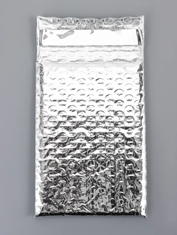 Пакет из ВПП c клапаном и клеевым слоем, серебряный 11&times;16 + 5 см