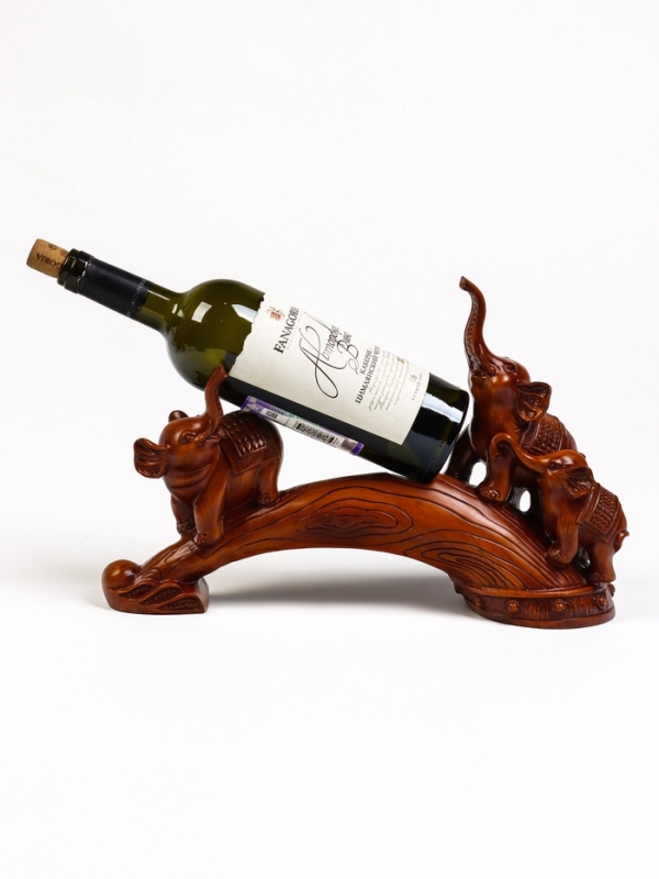 Подставка для бутылки "Два слона" под дерево, 36х10х25см