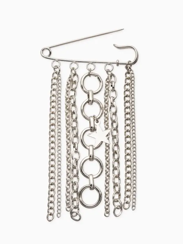 Булавка с подвесами "Звезды", цвет серебро L=6см