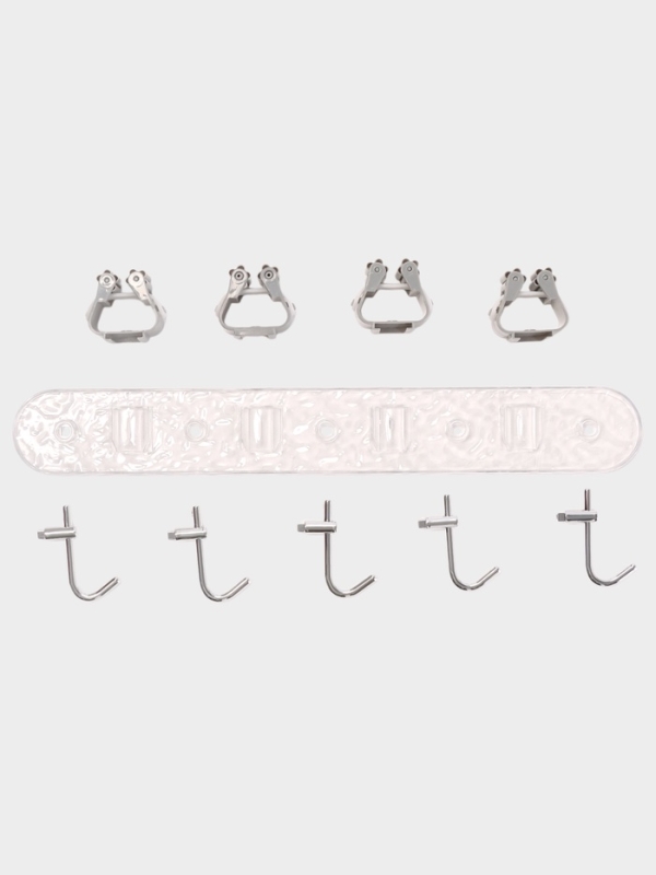 Держатель для швабр настенный самоклеящийся, прозрачная основа, 4 отделения, 42,5х6х6