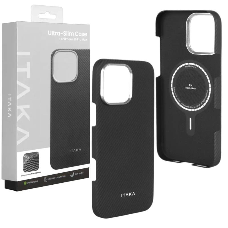 Чехол iPh 16 Pro Max PITAKA Ultra-Slim Case Black/Grey