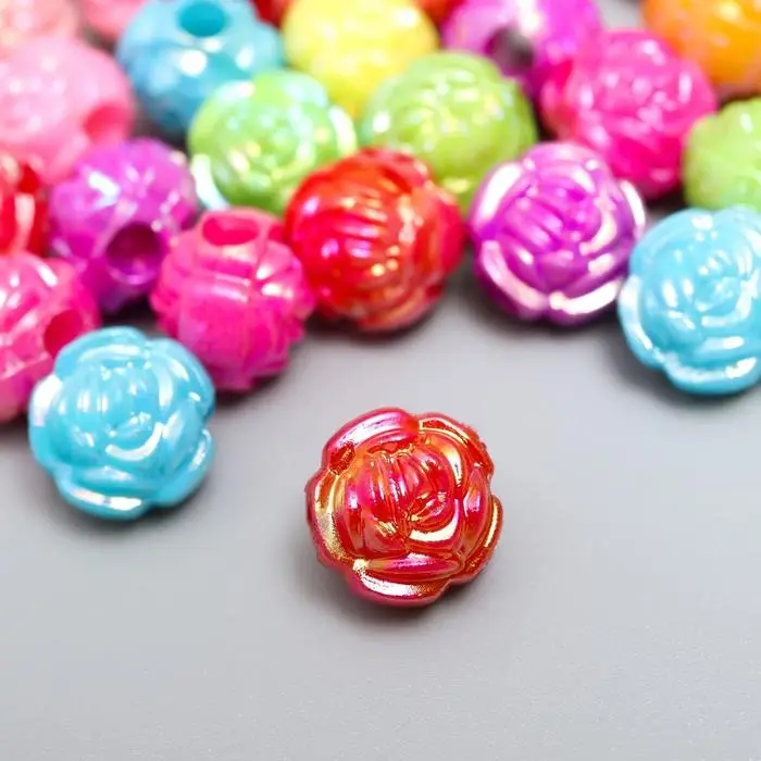 Бусины для творчества пластик &laquo;Розочка&raquo;, перламутр, набор 30 шт., 1.2&times;1.2 см