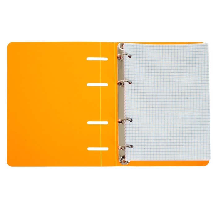 Тетрадь на кольцах A5 80 листов в клетку Calligrata Оранжевая, пластиковая обложка, блок офсет