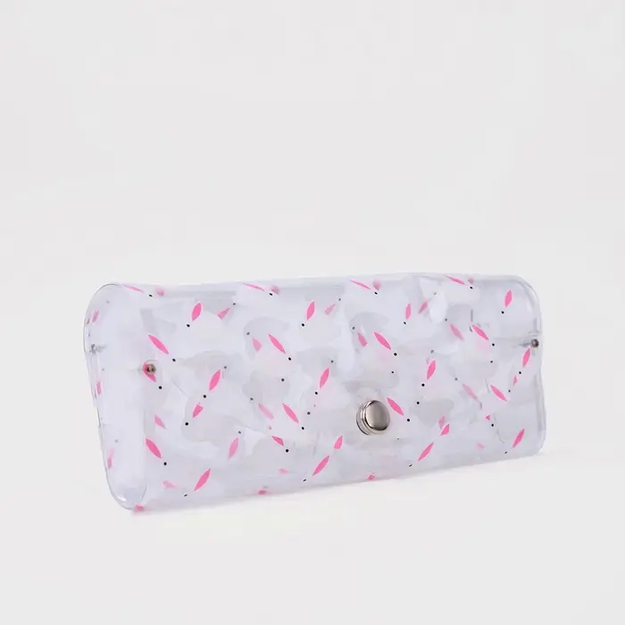 Футляр для очков на кнопке, длина 15,6 см, цвет розовый/прозрачный