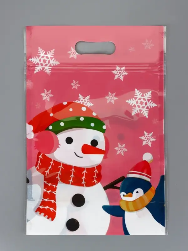 Пакет подарочный, с zip-lock застежкой, "Друзья дедушки Мороза", 15х22см МИКС