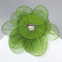Брошь текстильная &laquo;Цветок&raquo; объемный, невесомый,цвет зелёный