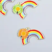 Декор для творчества металл, эмаль "Радуга с ромашкой" золото МИКС 1,8х2,5 см