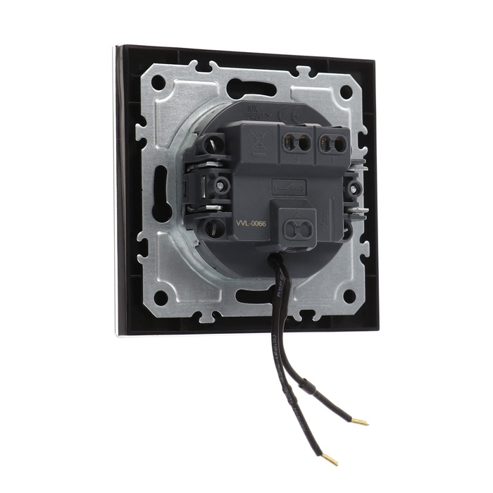 Выключатель TOT Matte Glass, 10 А, 1 кл., с подсветкой, скрытый, стекло, черный