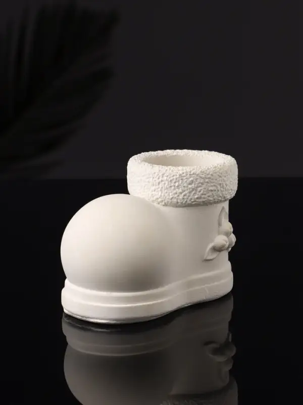 Подсвечник "Валенок" 10х7х6 см, натуральный, гипс