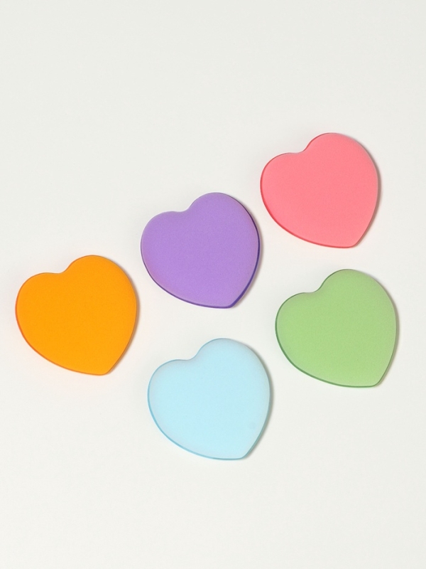 Набор спонжей д/макияжа сердце (наб 5шт цена за наб) латекс МИКС пакет QF