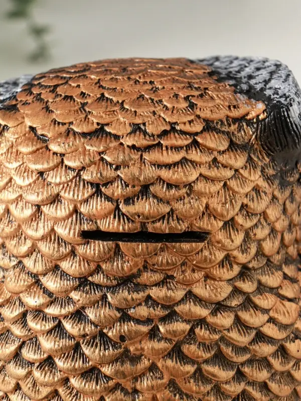 Копилка "Сова с чашкой" 15х18 см, бронза с серебром