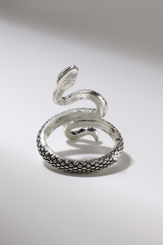 Кольцо &laquo;Змея&raquo; изогнутая, цвет чернёное серебро, безразмерное