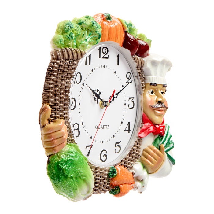Часы настенные, для кухни Часы настенные, для кухни "Овощи", бесшумные, d-17 см, 27 х 34 см