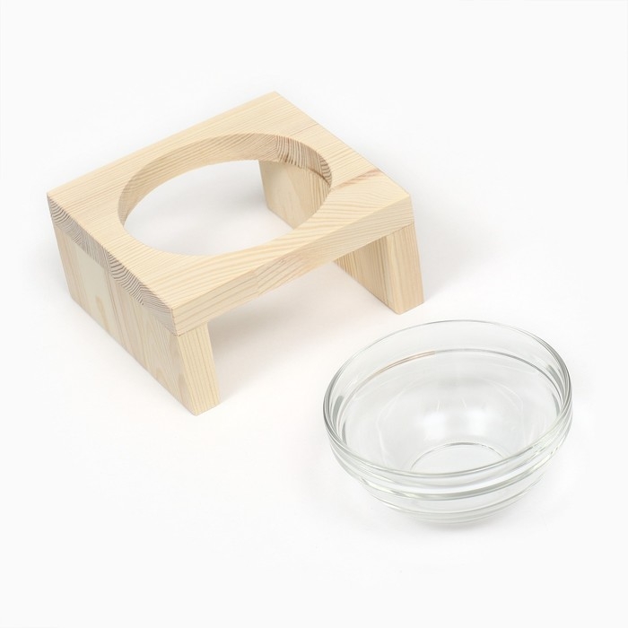 Подставка одинарная с миской из прозрачного стекла 16 х 14,5 х 6,5 см 250 мл
