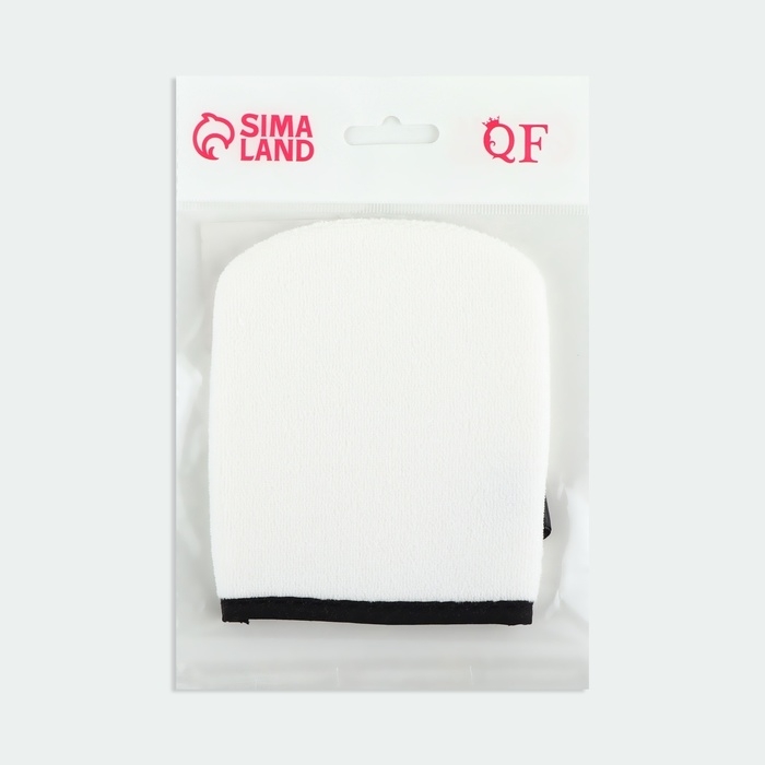 Варежка для умывания, 12,5 &times; 10 см, с подвесом, цвет белый/чёрный