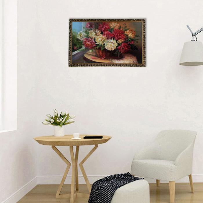 Картина Картина "Пионы в корзине" 67х107 см рамка микс