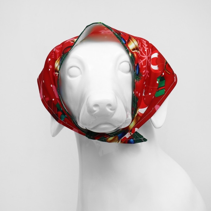 Новый год. Бандана для животных "Дед Мороз", размер L (ОШ до 62 см)