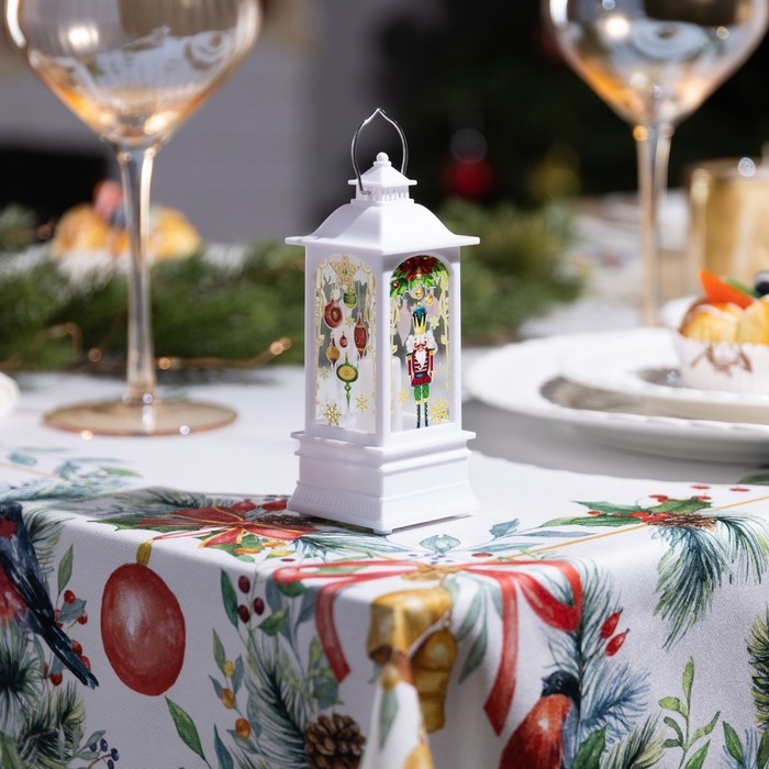 Светодиодная фигура &laquo;Белый фонарь с щелкунчиком&raquo; 5 &times; 12 &times; 5 см, пластик, батарейки AG13х3 (в комплекте), свечение тёплое белое