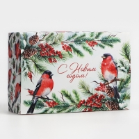 Коробка подарочная новогодняя складная &laquo;Снегири&raquo;, 18 х 12 х 7 см, Новый год