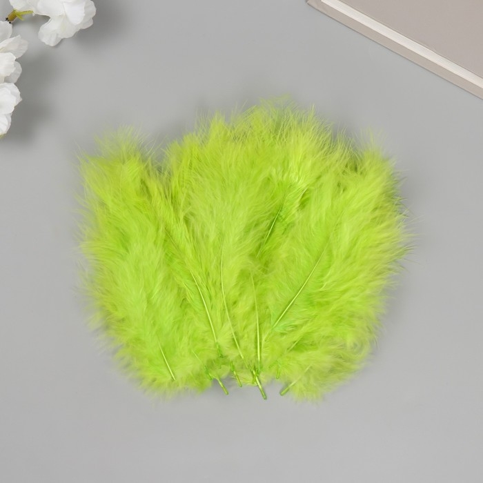 Перо декоративное гусиное пуховое Перо декоративное гусиное пуховое "Ярко-зелёное" набор 40 шт h=10-15 см