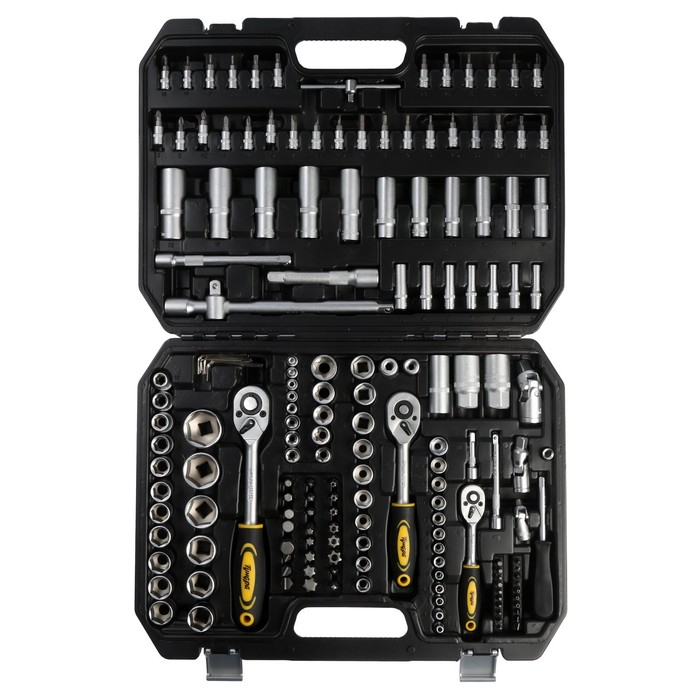 Набор инструментов в кейсе ТУНДРА, автомобильный, CrV, 1/2 Набор инструментов в кейсе ТУНДРА, автомобильный, CrV, 1/2", 1/4", 3/8", 172 предмета