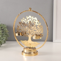 Подсвечник на 2 свечи "Дерево с птичками" с подсветкой, d-3,5 см 9,5х23,5х27 см Подсвечник на 2 свечи "Дерево с птичками" с подсветкой, d-3,5 см 9,5х23,5х27 см