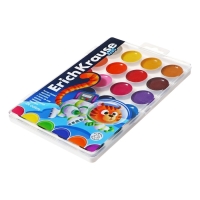 Акварель 24 цвета ErichKrause "Jolly Friends", медовые, УФ-фильтр, матовые насыщенные цвета, пластиковая коробка с европодвесом Акварель 24 цвета ErichKrause "Jolly Friends", медовые, УФ-фильтр, матовые насыщенные цвета, пластиковая коробка с европодвесом