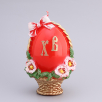 Свеча фигурная большая "Пасхальное яйцо в корзинке", 9,5х14,5 см, 220 гр