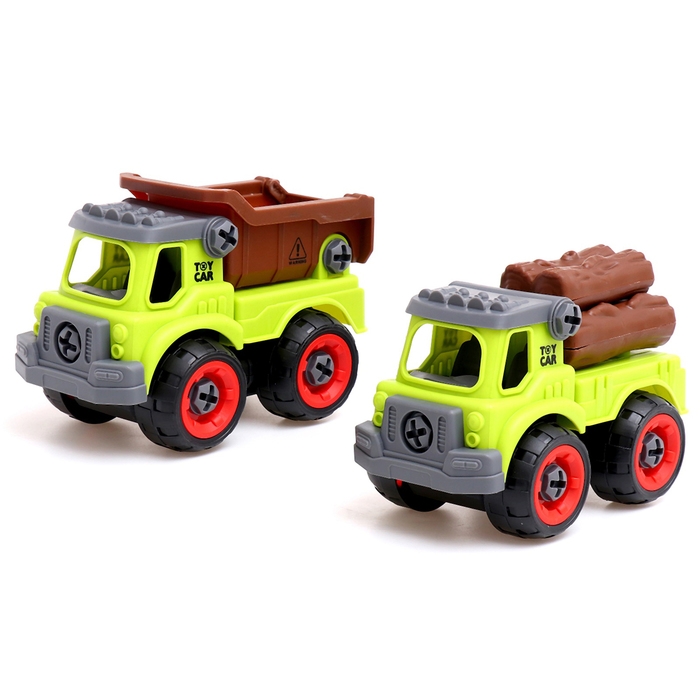 Конструктор винтовой &laquo;Фермерский транспорт&raquo;, набор 2 штуки, с отвёрткой, 55 деталей