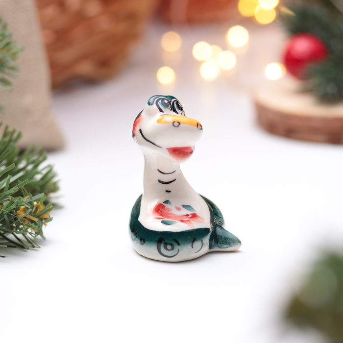 Новый год. Сувенир символ года "Удавчик Стёпа", гжель, цвет, 5,5 см