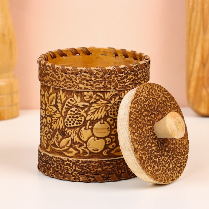 Туес для специй &laquo;Ягоды&raquo;, специи, 8х8х9 см, береста