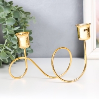 Подсвечник металл на 2 свечи "Единение" d-2-2,3 см золото 15х7х10 см