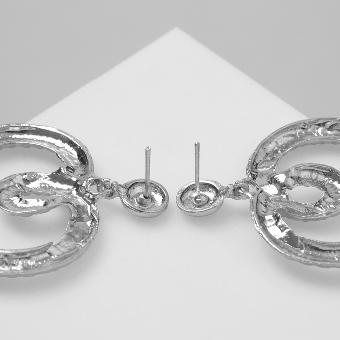 Новый год! Символ года 2025! Серьги металл &laquo;Змея&raquo; сердце, цвет серебро