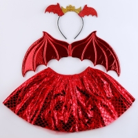 Карнавальный набор &laquo;Зимний дракошка&raquo;, цвет красный: крылья, юбка и ободок