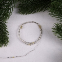 Гирлянда &laquo;Нить&raquo; 1 м роса, IP20, серебристая нить, 10 LED, 3 режима, батарейка AG13х3 (в комплекте), свечение тёплое белое