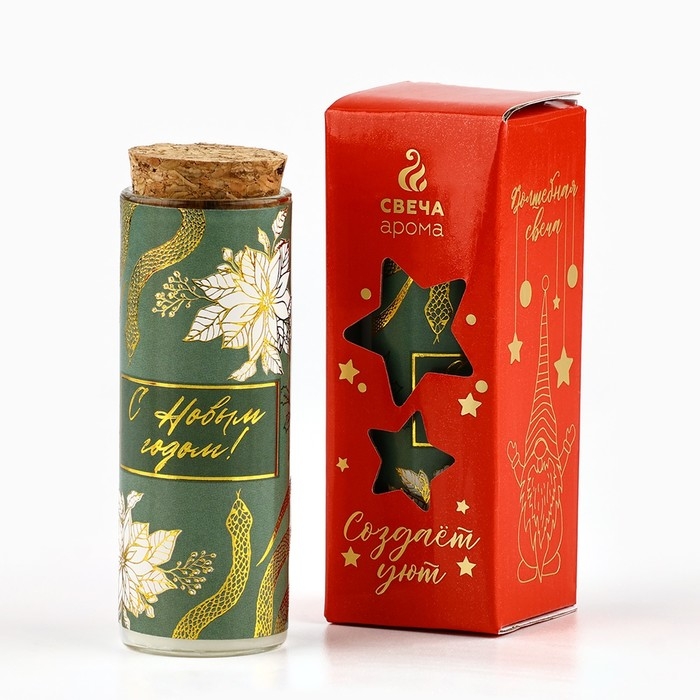 Свеча новогодняя &laquo;С новым годом&raquo;, на Новый год, аромат зеленый чай, 9 х 3,5 см