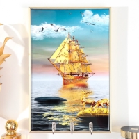 Ключница пластик, МДФ 3 крючка "Сияние корабля" стразы, золото 19,3х1,8х29 см Ключница пластик, МДФ 3 крючка "Сияние корабля" стразы, золото 19,3х1,8х29 см