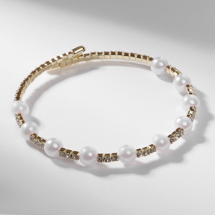 Браслет жемчуг &laquo;Ноэль&raquo; шар №4, цвет белый в золоте, d=6 см