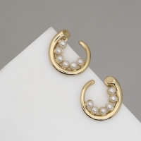 Серьги с жемчугом &laquo;Бусина&raquo; горошина, цвет золото