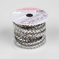 Стразы термоклеевые &laquo;Ромбы&raquo;, ширина - 7 мм, 4,5 &plusmn; 0,5 м, цвет серебряный